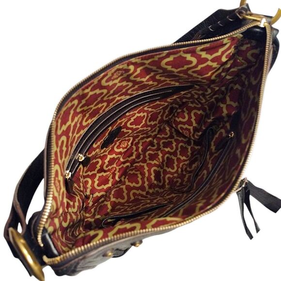 orYANY 'Madelyn' Pebbled Leather Braided Hobo Shoulder Bag, Black/Gold, LIKE NEW - Picture 9 of 11